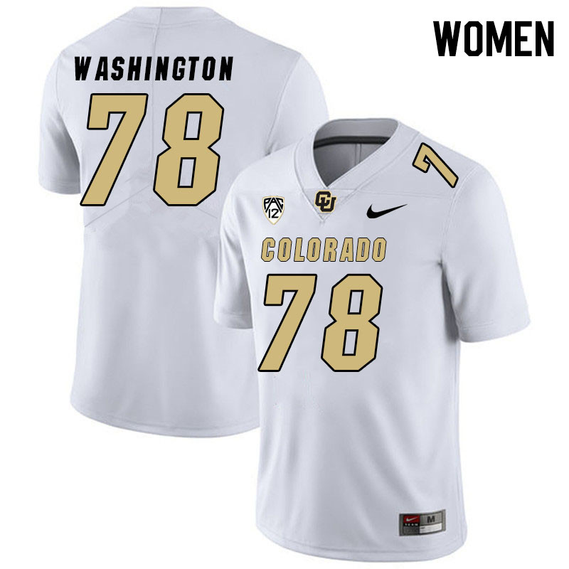 Women #78 Savion Washington Colorado Buffaloes College Football Jerseys Stitched Sale-White - Click Image to Close